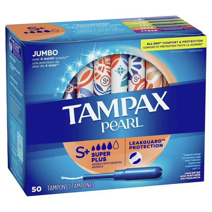 Tampax Pearl Tampons with LeakGuard Braid, Super Plus Absorbency, 100 Count