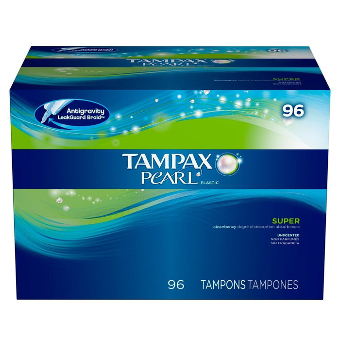 Tampax Pearl Unscented Super Absorbency Tampons, 96 Count