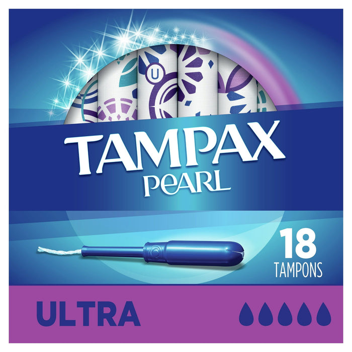 Tampax Pearl Tampons with LeakGuard Braid, Ultra Absorbency, 18 Ct
