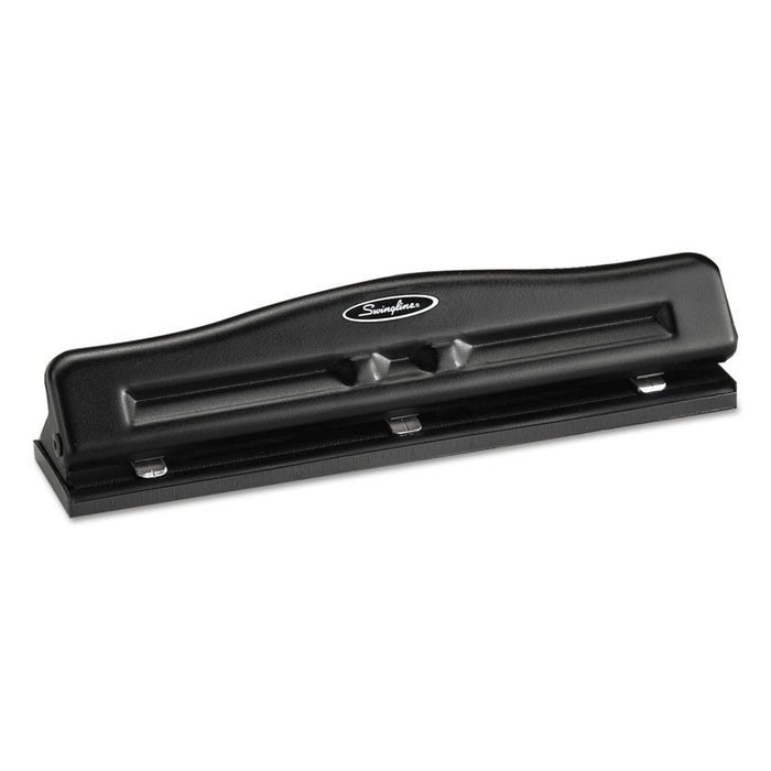 Swingline 11-Sheet Commercial Adjustable Three-Hole Punch, 9/32" Holes, Black