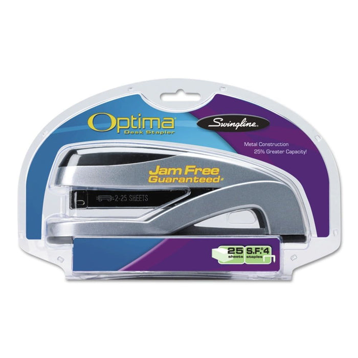 Swingline Optima Desk Stapler, Full Strip, 25-Sheet Capacity, Silver