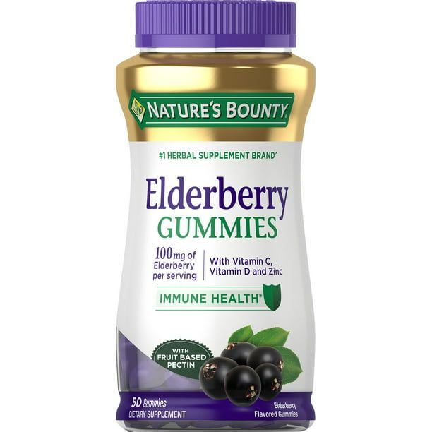 Nature's Bounty Elderberry with Vitamin and Zinc; Immune Support Gummies; 50 Count