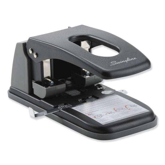 Swingline 100-Sheet High Capacity 2-Hole Punch, Fixed Centers, 9/32" Holes, Metal, Black/Gray