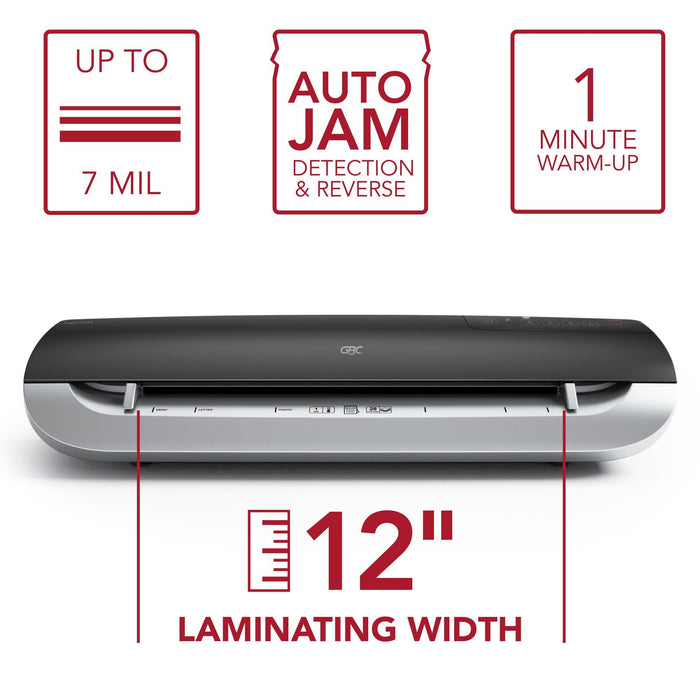 GBC Fusion 3100L 12" Laminator, 1 Min Warm-Up, 3-7 Mil, Includes 50 EZUse Laminating Pouches