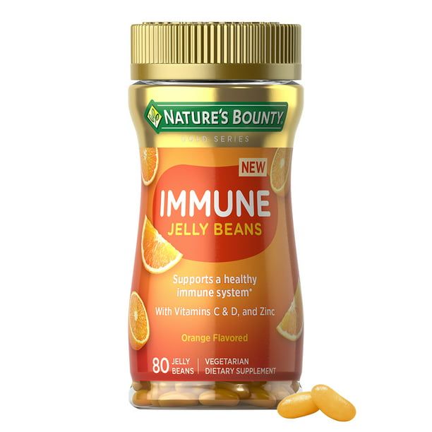 Nature's Bounty Vitamin C; D; & Zinc for Immune Support Jelly Beans; Orange; 80 Count