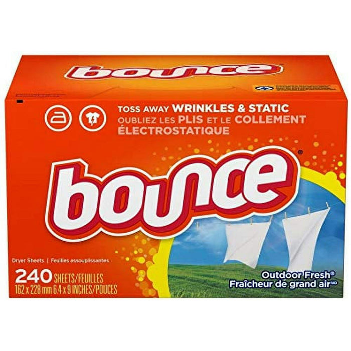 Bounce Dryer Sheets Laundry Fabric Softener, Outdoor Fresh Scent, 240 Count