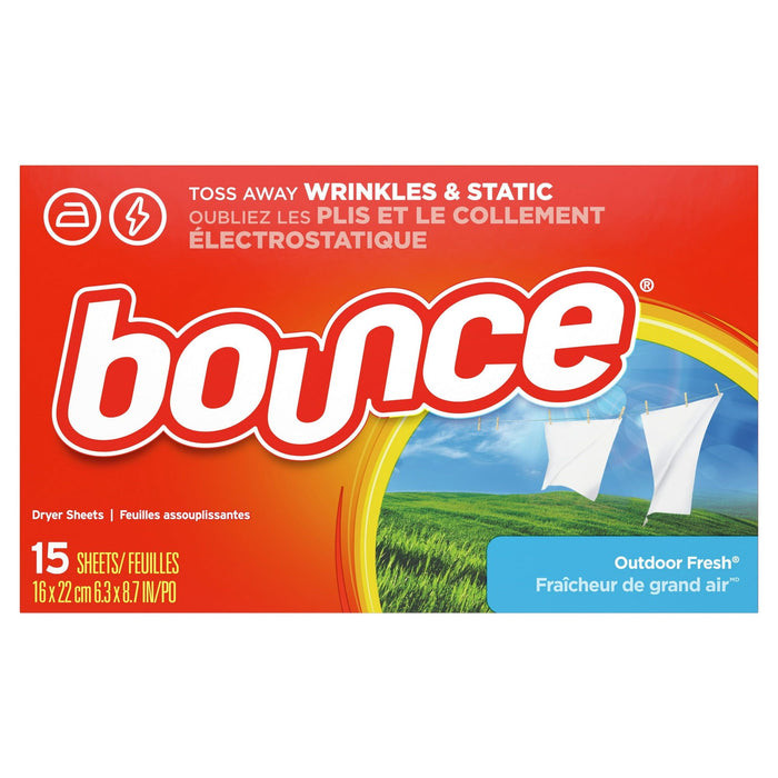 Bounce Dryer Sheets, 15 Sheets, Outdoor Fresh Scent Fabric Softener Sheets