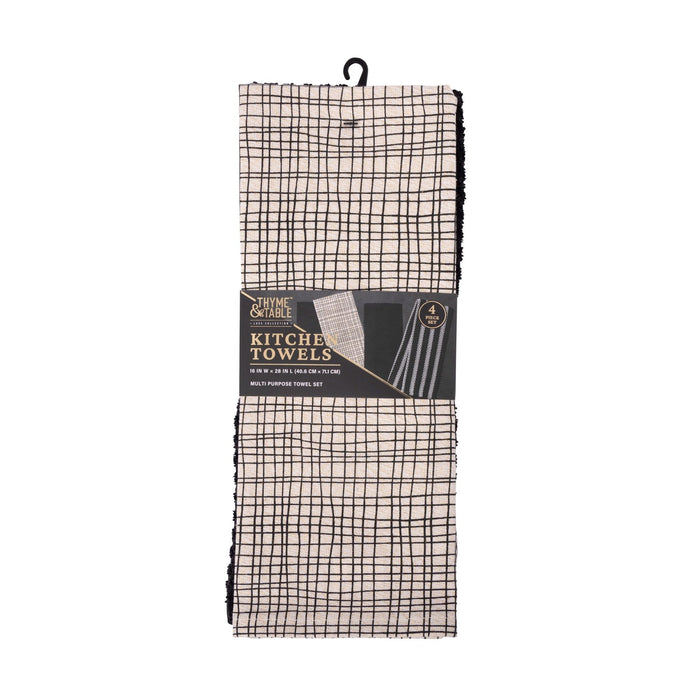 Thyme & Table 4-Pack Kitchen Towels, Crosshatch