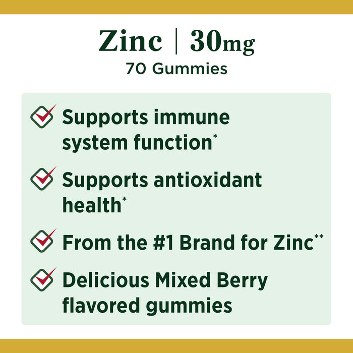 Nature's Bounty Zinc Immune Support Gummies; 30 mg; 70 Count