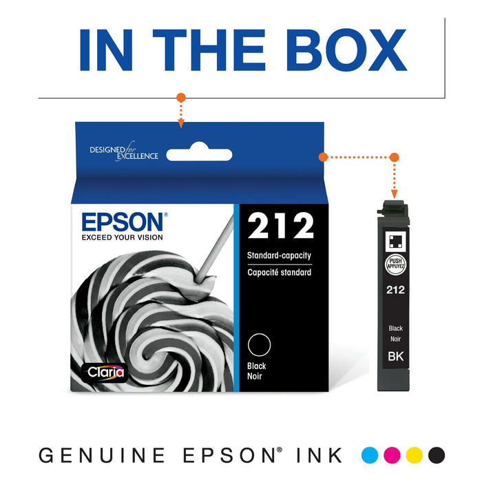 EPSON 212 Claria Ink Standard Capacity Black Cartridge (T212120-S) Works with WorkForce WF-2830, WF-2850, Expression XP-4100, XP-4105