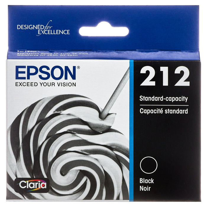 EPSON 212 Claria Ink Standard Capacity Black Cartridge (T212120-S) Works with WorkForce WF-2830, WF-2850, Expression XP-4100, XP-4105