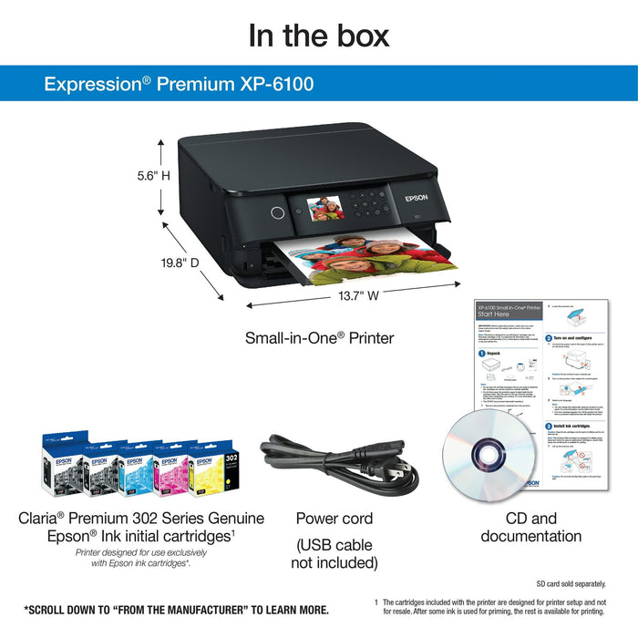 Epson Expression Premium XP-6100 Wireless Color Photo Printer with Scanner and Copier