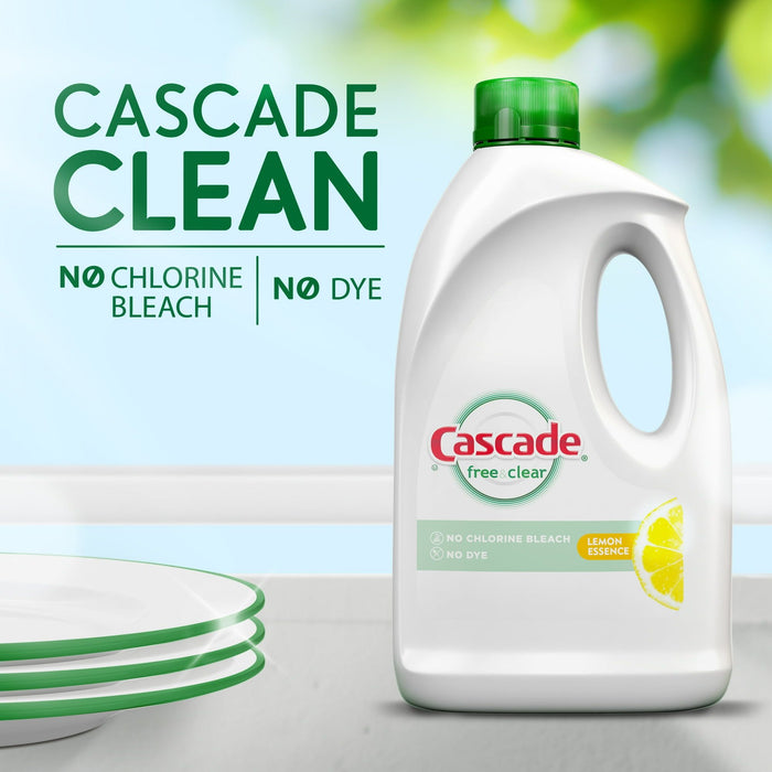 Cascade Free & Clear Dishwasher Detergent, Lemon Essence, 60 fl oz