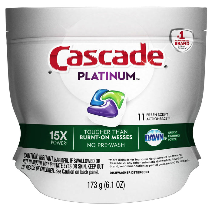 Cascade Platinum Dishwasher Detergent ActionPacs, Fresh, 11 Count