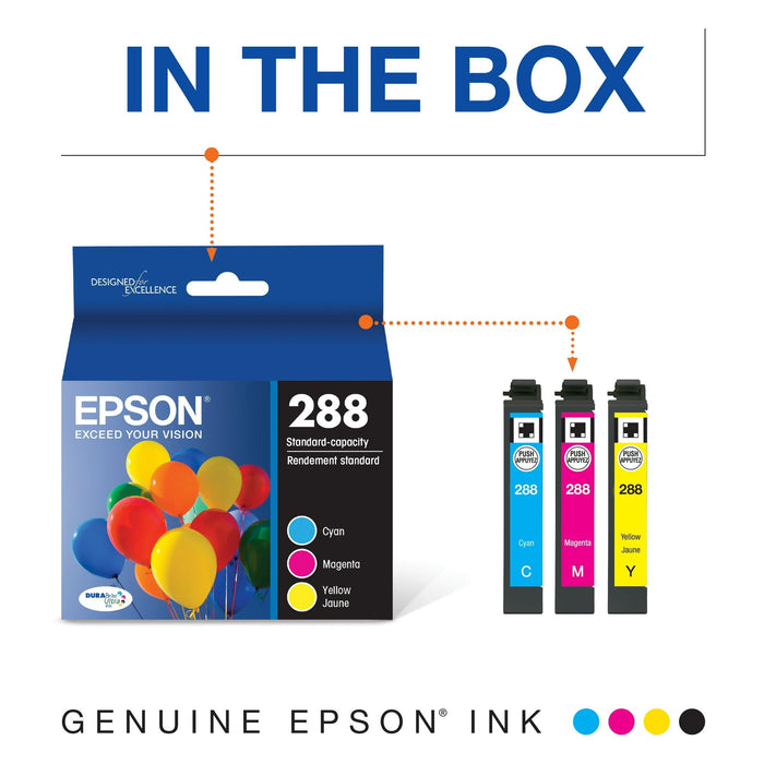 EPSON 288 DURABrite Ultra Ink Standard Capacity Color Combo Pack (T288520-S) Works with Expression XP-330, XP-430, XP-434, XP-340, XP-440, XP-446