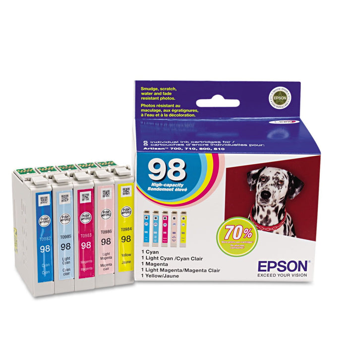 Epson T098920 (99) Claria High-Yield Ink, Assorted, 5/PK