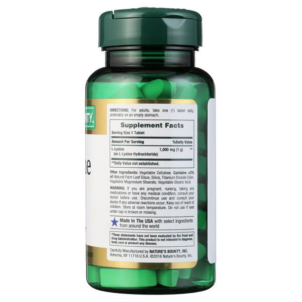Nature's Bounty L-Lysine Tablets; 1000 mg; 60 Count