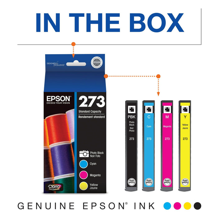 EPSON 273 Claria Ink Standard Capacity Photo Black & Color Combo Pack (T273520-S) Works with Expression Premium XP-520, XP-600, XP-610, XP-620, XP-800, XP-810, XP-820