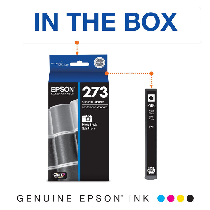 EPSON 273 Claria Ink Standard Capacity Photo Black Cartridge (T273120-S) Works with Expression Premium XP-520, XP-600, XP-610, XP-620, XP-800, XP-810, XP-820