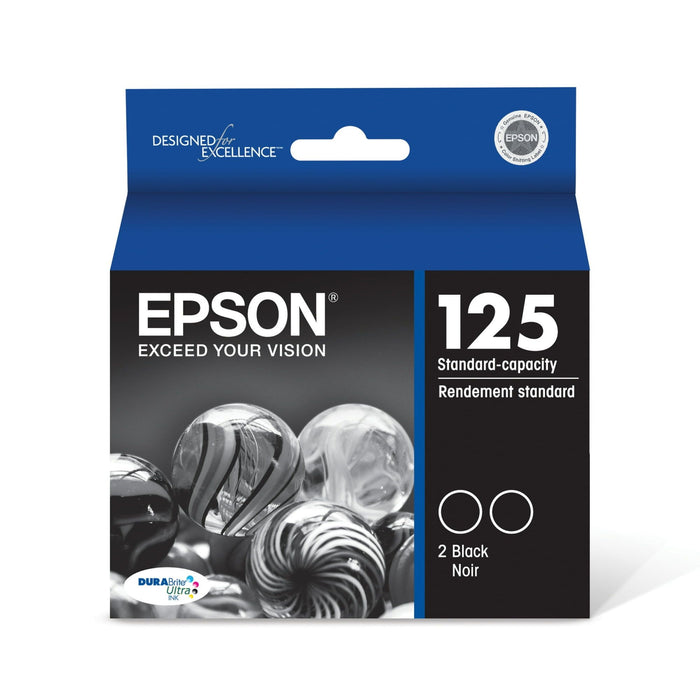 EPSON 125 DURABrite Ultra Ink Standard Capacity Black Dual Cartridge (T125120-D2) Works with Stylus NX-125, NX-127, NX-130, NX-230, NX-420, NX-530, NX-625, WorkForce WF-320, WF-323, WF-325, WF-520