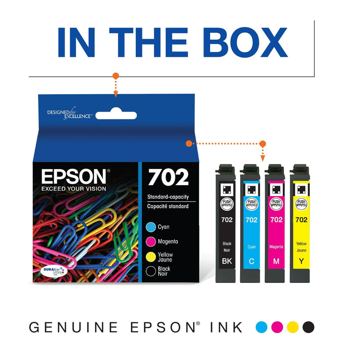 Epson 702 Standard-capacity Black/Color Combo Pack Ink Cartridge for WF-3720 & WF-3733