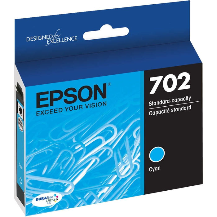 Epson 702 Standard-capacity Cyan Ink Cartridge works with WF-3720, WF-3730, WF-3733