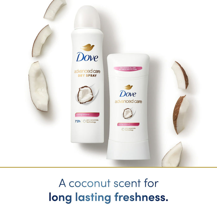 Dove Advanced Care Long Lasting Women's Antiperspirant Deodorant Dry Spray, Caring Coconut, 3.8 oz