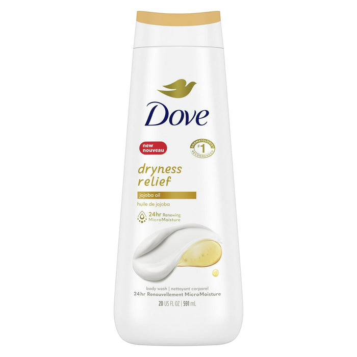 Dove Renewing Dryness Relief Women's Body Wash Jojoba Oil Gentle Skin Cleanser, 20 oz