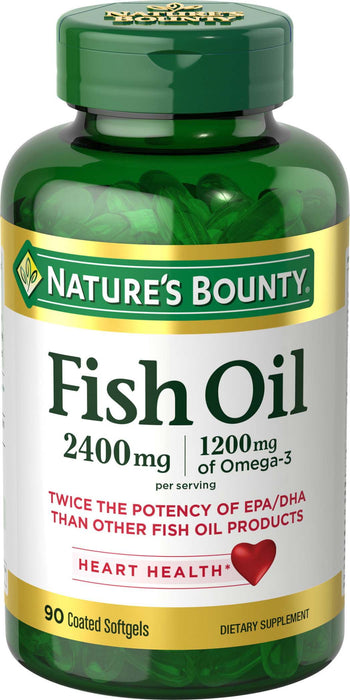 Nature's Bounty Fish Oil Softgels; Double Strength; 2400 mg; 90 Count