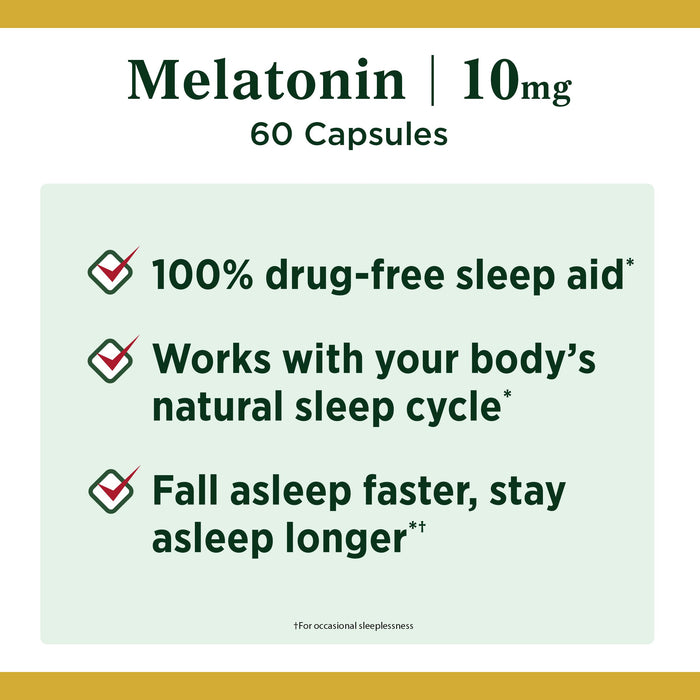 Nature's Bounty Melatonin Sleep Aid Capsules; 10 mg; 60 Count