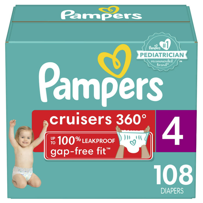 Pampers Cruisers 360 Fit Diapers, Active Comfort, Size 4, 108 Count