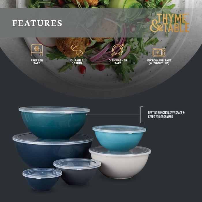 Thyme & Table 12-Piece Mixing Bowl Set, Blue