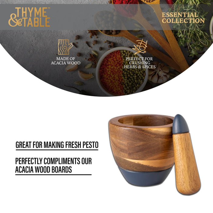 Thyme & Table Acacia Wood Mortar & Pestle