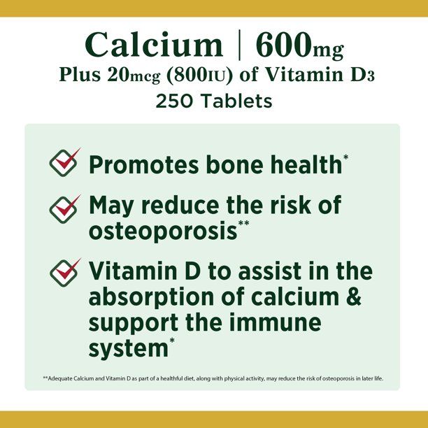 Nature's Bounty Calcium 600 + Vitamin D3 Tablets; 600 mg; 250 Count