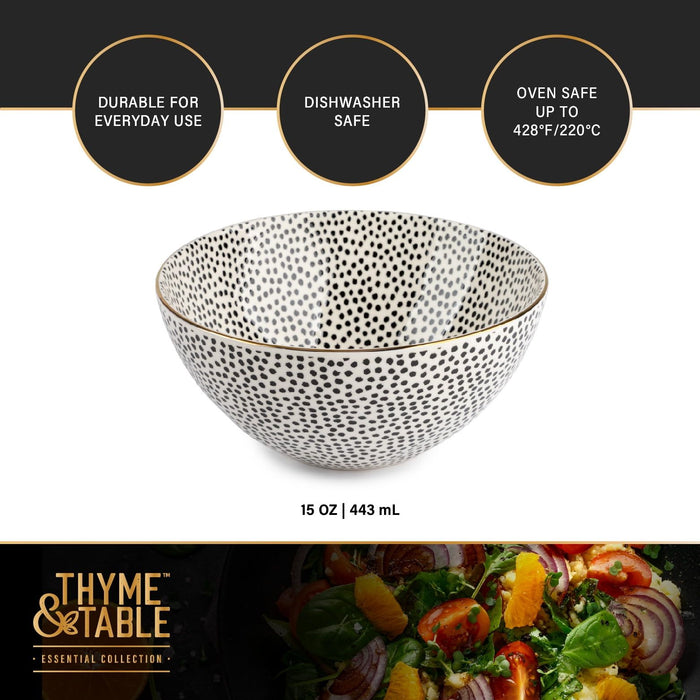 Thyme & Table Stoneware Large Bowl, Dot