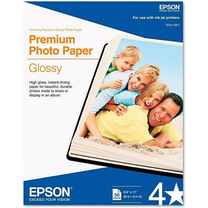 Epson Premium Photo Paper Letter - 11.4" x 8.9" x 0.7"- 50 / Pack - White