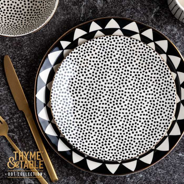 Thyme & Table Black & White Dot Stoneware Plate