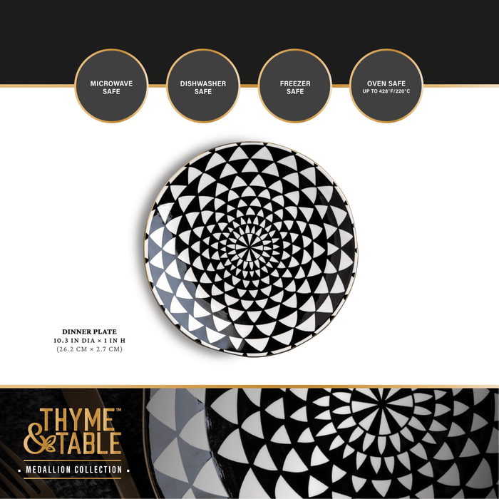 Thyme & Table Dinner Medallion, Black and White