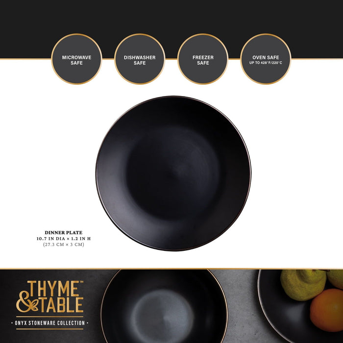 Thyme & Table Dinnerware Black Onyx Stoneware Round Dinner Plate