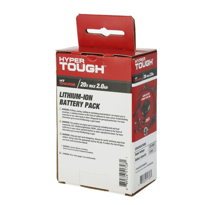 Hyper Tough 20V Max 2.0Ah Lithium-Ion Rechargeable Battery, New Condition