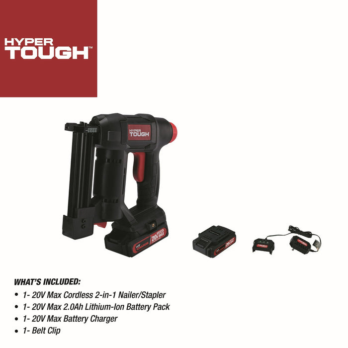 Hyper Tough 20V Brad Nail Gun and Stapler. 2.0Ah Lithium-ion Battery Powered, 25004.1