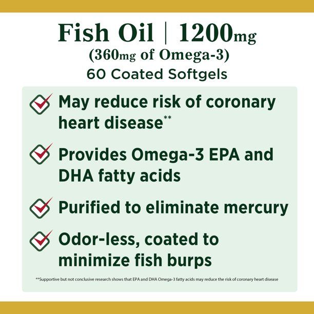 Nature's Bounty Fish Oil With Omega 3 Softgels; 1200 mg; 60 Count