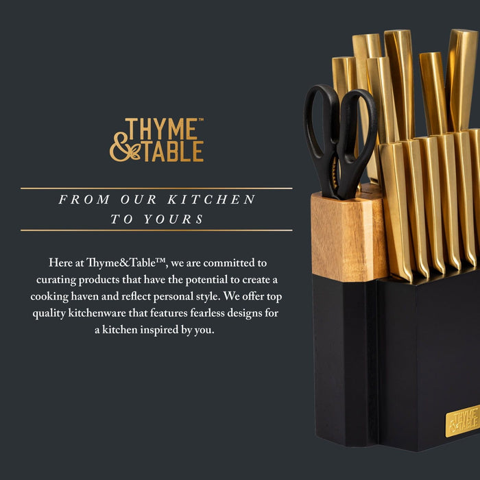 Thyme & Table 15-Piece Knife Block Set with Knife Sharpener