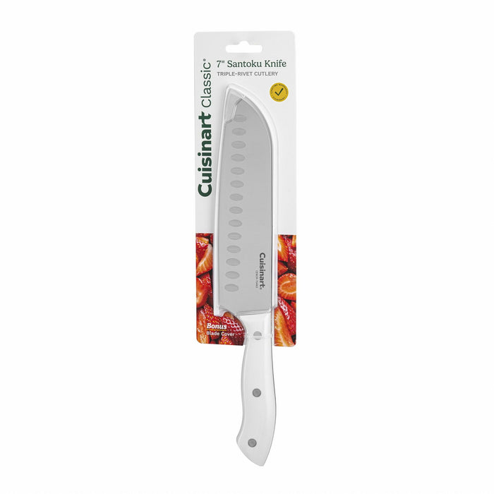 Cuisinart Classic 7" White Triple Rivet Santoku Knife, CEW3R-7SAN3