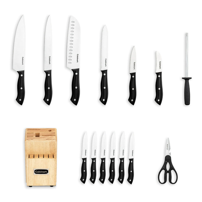 Cuisinart Classic 15pc Black Triple Rivet Knife Block Set, CEBK3R-15P3