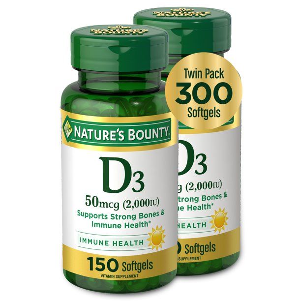 Nature's Bounty 2000 IU Vitamin D3 Softgels; 50 mcg; 150 Count; 2 Pack