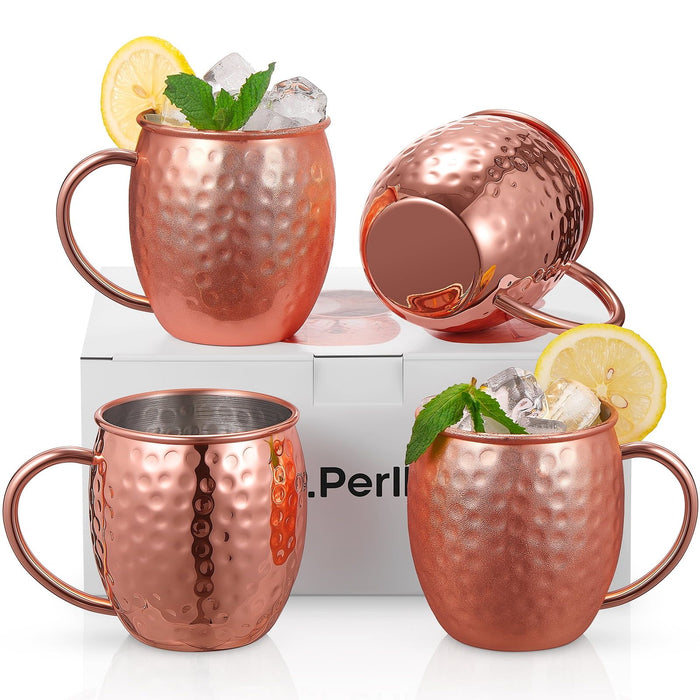 Moscow Mule Copper Mugs Set of 4, 100% Handcrafted, Large Size 19 ounces