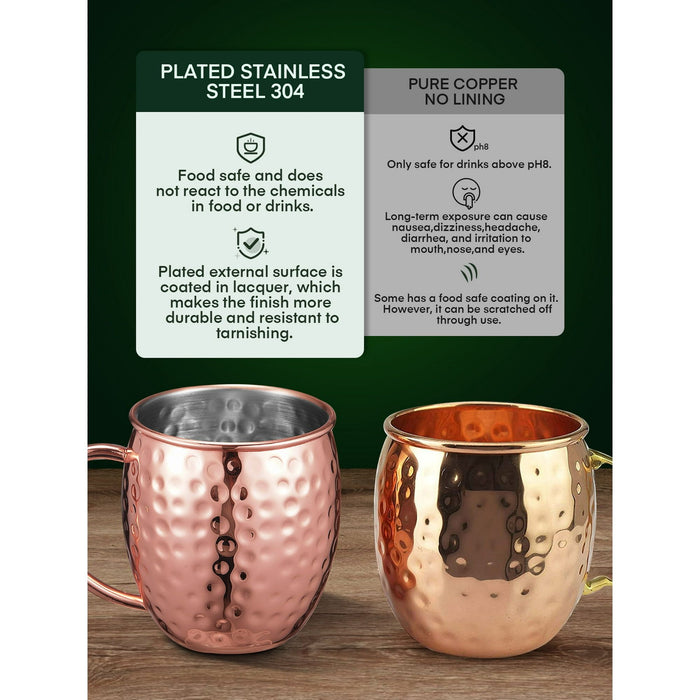 Moscow Mule Copper Mugs Set of 4, 100% Handcrafted, Large Size 19 ounces