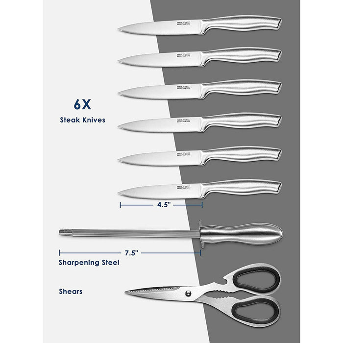 Stainless Steel Knife Set, 17 Pieces Kitchen Knife Set, Super Sharp Chef Knife Set with Acrylic Stand and Serrated Steak Knives