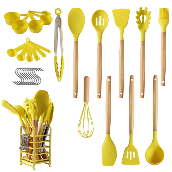 Hecef 32 PCS Silicone Cooking Utensils Set, 446¡ãF Heat Resistant BPA Free Turner Tongs,Spatula,Spoon,Brush,Whisk